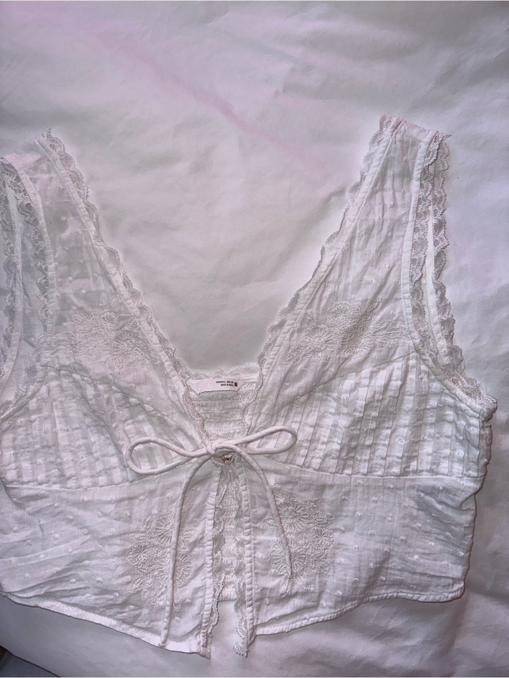 ZARAS WHITE LACE-TRIM BANDEAU BRALETTE TOP